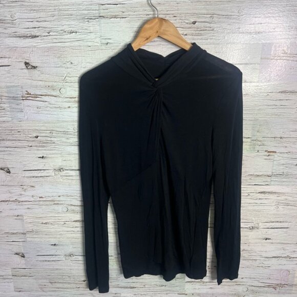 MICHAEL Michael Kors Black Fitted Tie Front Blouse size medium - Picture 1 of 7